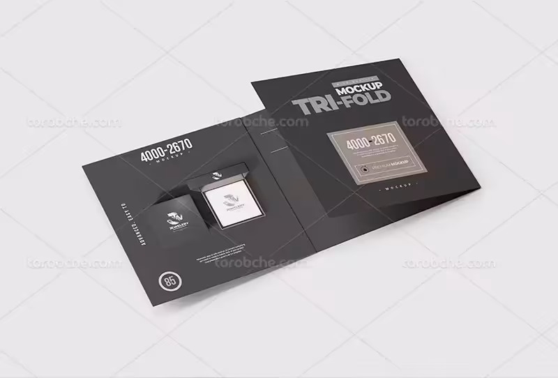 موکاپ لایه باز بروشور 3 لت PSD | گرافیک با طعم تربچه