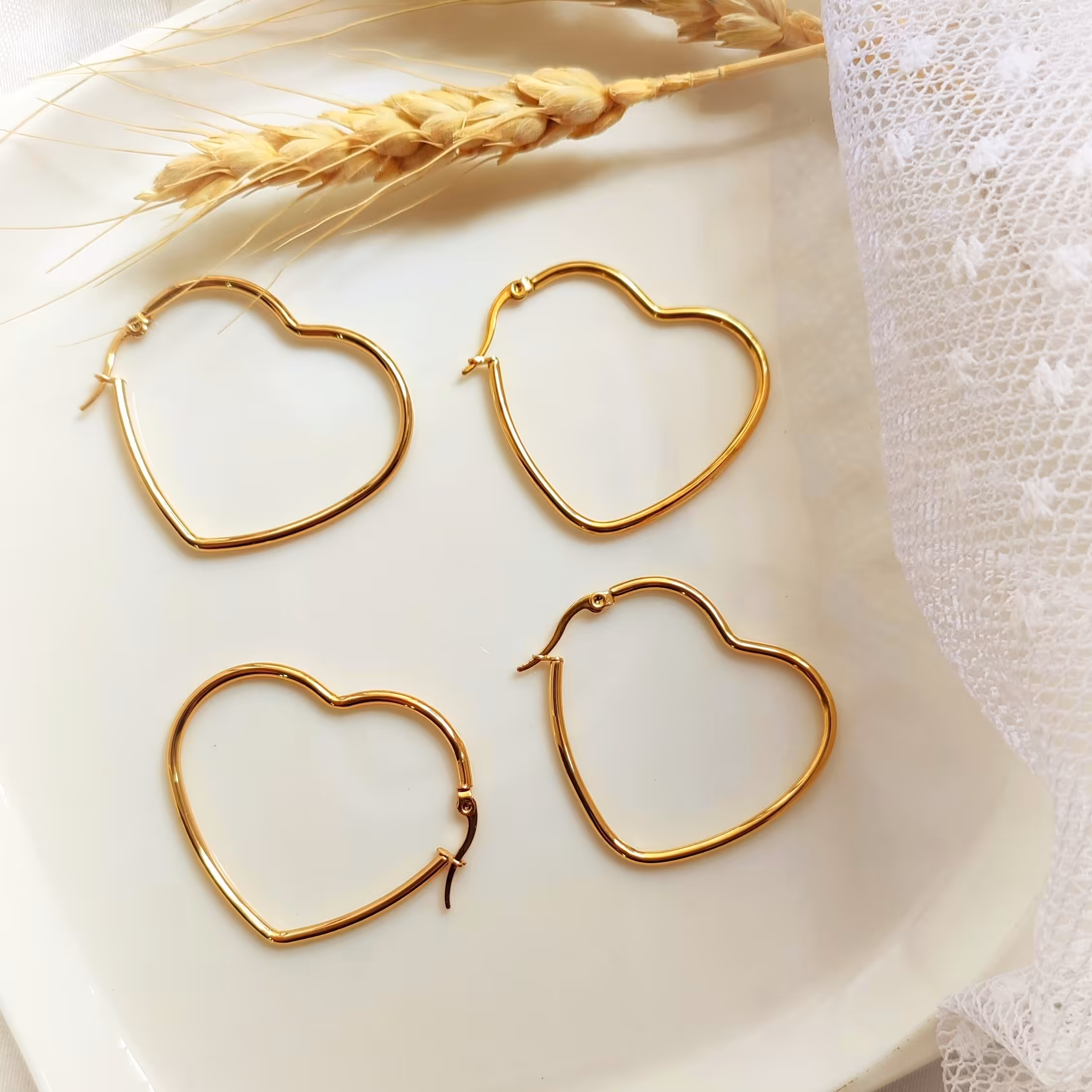  بدلیجات زیورآلات اکسسوری گوشواره قلبی استیل مارک ضدحساسیت 