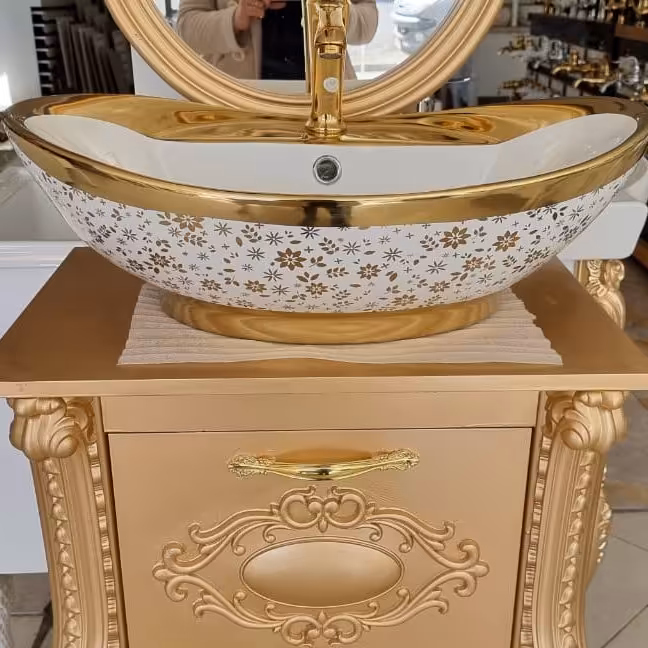 کاسه رو کابینتی سفید طلایی درجه یک ارسال به سراسر ایران