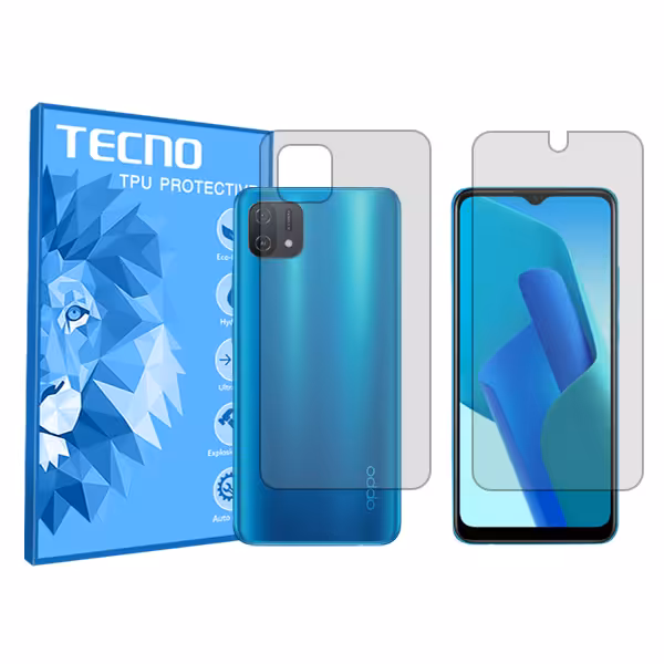 گلس صفحه نمایش و پشت گوشی اوپو A16K مدل هیدروژلی شفاف برند تکنو کد SS