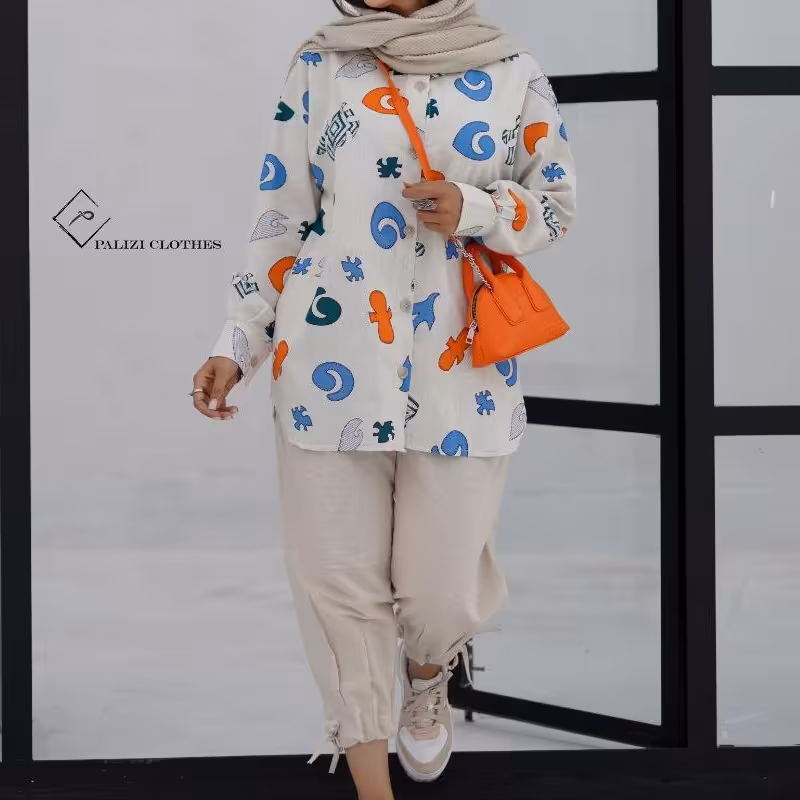 مانتو پیراهنی تابستانه زنانه جنس لینن نچرال طرحدار وارداتی عروسکی