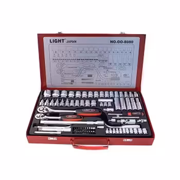 جعبه بکس 80 پارچه ۱/۲ ، ۱/۴ ، ۳/۸ درایو لایت مدل LIGHT GO 8080