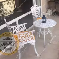 میز و صندلی دو نفره باغی آلومینیومی مرغابی با میز قطر 60  به همراه تشک ، به روش پس کرایه  ، ارسال به سراسر کشور 