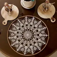دیوارکوب بافت حنا طرح خورشید  رنگ شیری ونوسی روشن با قاب حلقه فلزی با پوشش نوار کنفی به قطر 40