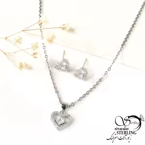 نیمست قلب وسط نگین نقره