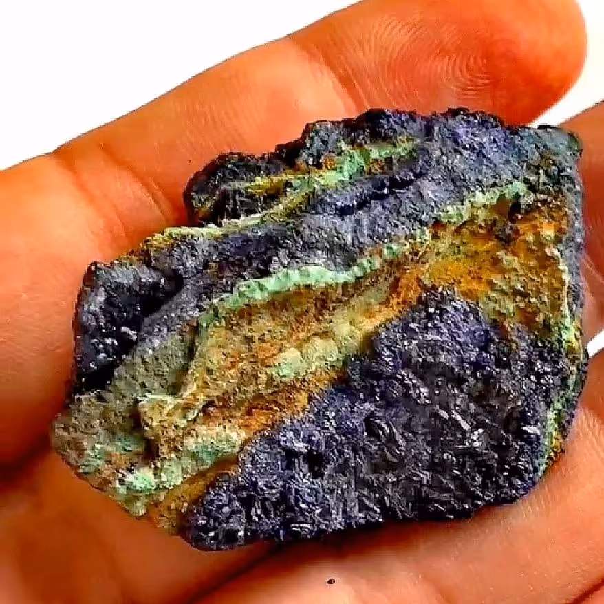 راف طبیعی و معدنی آزوریت در بستر مالاکیت کلکسیونی کد1028