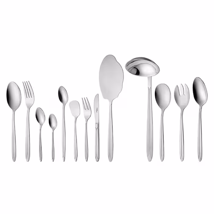 سرویس قاشق و چنگال 18 نفره ناب استیل طرح پالرمو استیل براق (116 پارچه)