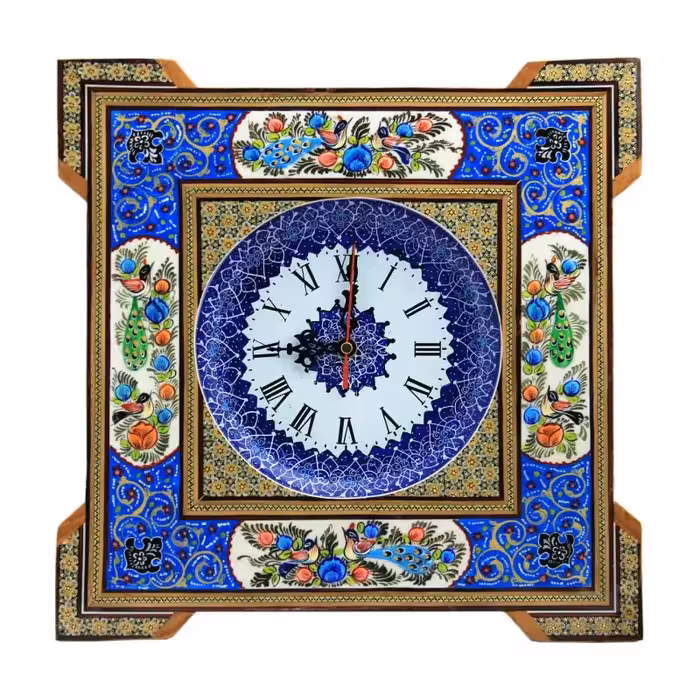 ساعت دیواری خاتم کاری مدل خورشیدی سایز  42 سانت