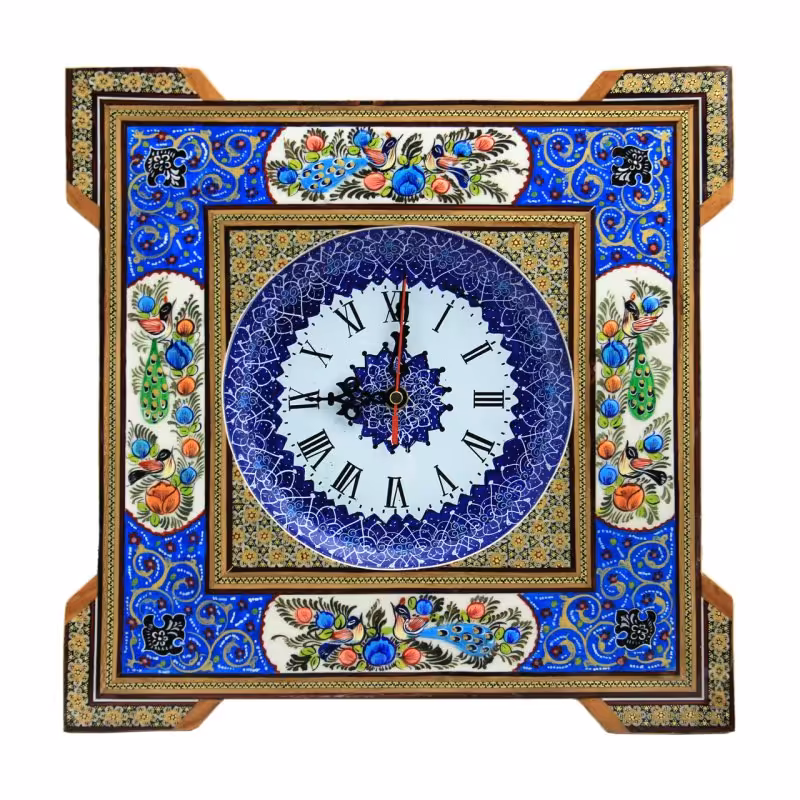 ساعت دیواری خاتم کاری مدل خورشیدی سایز  42 سانت