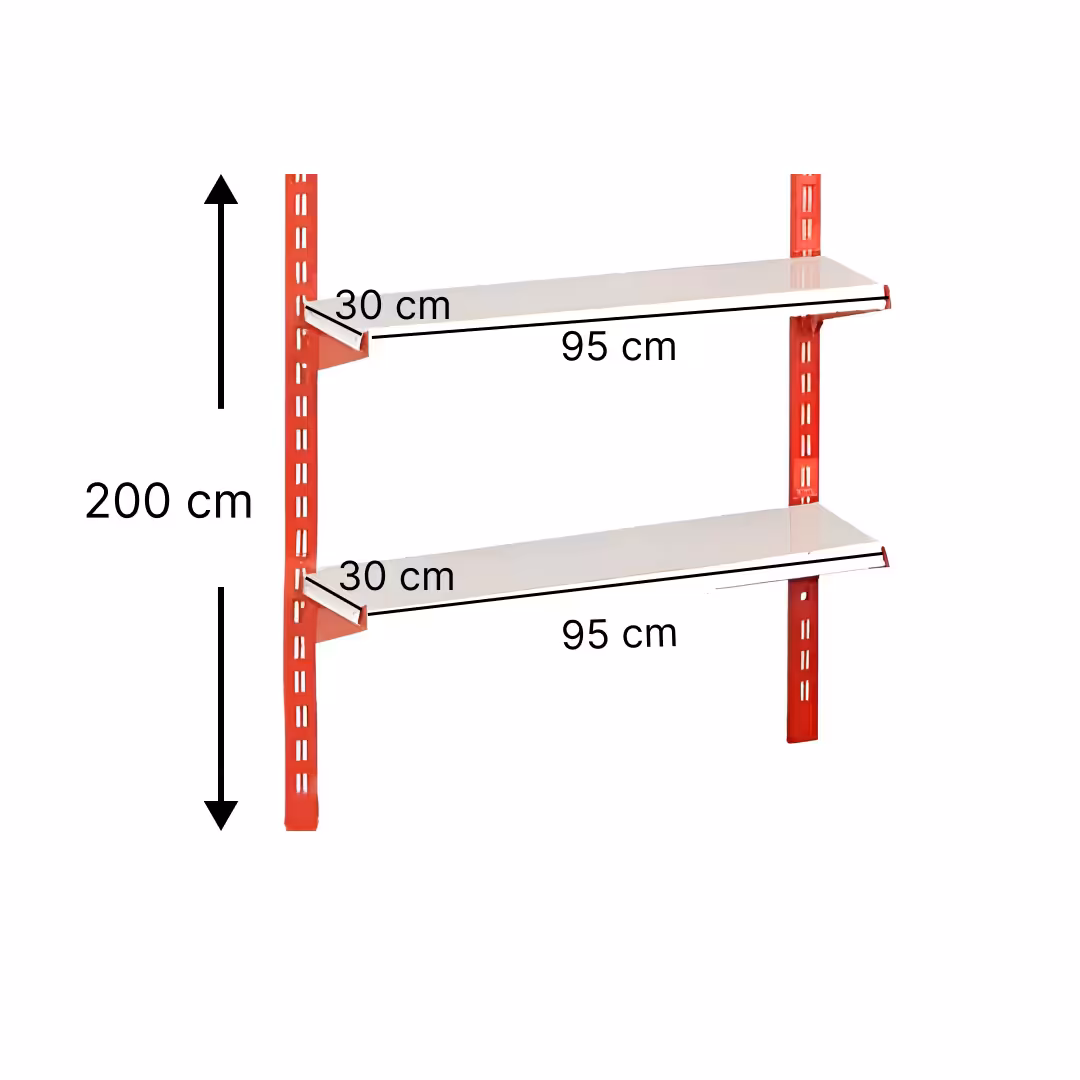 خرید و قیمت قفسه سوپری 2 طبقه سایز 95×30 ارتفاع 200 سانتی متر - قفسه‌بندی وکیلی