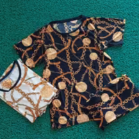 ست تیشرت و شلوار طرح زنجیری فلامنت اعلا فری سایز