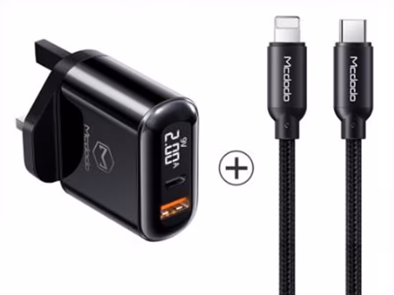 شارژر سریع و کابل شارژ مک دودو Mcdodo CH-723 PD Quick Charge Travel Charger Set 18W