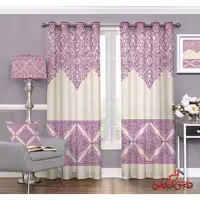 پرده سنتی سفید صورتی کد 3282