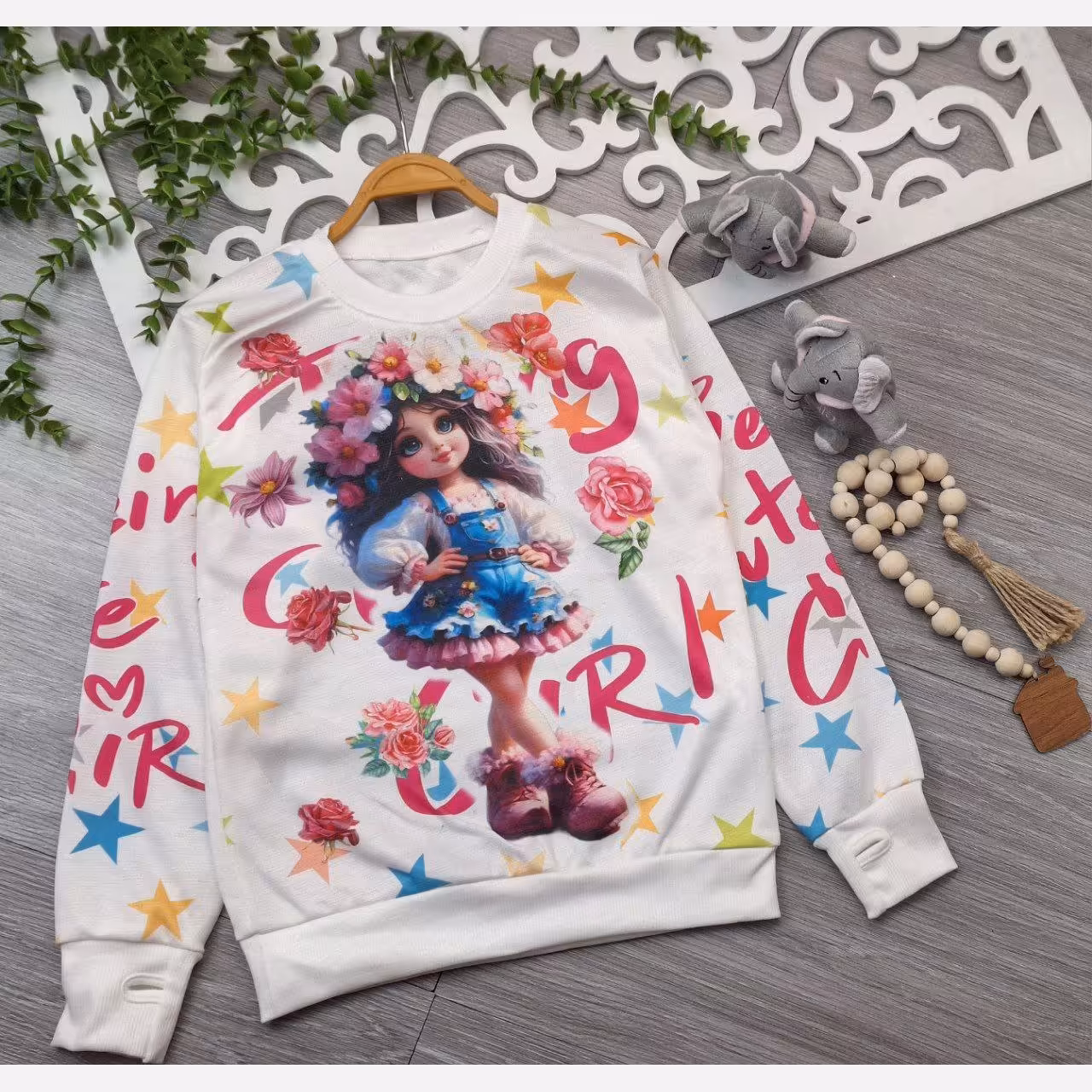 بلوز فینگردار دخترانه لباس بچگانه بلوز تک دخترانه بلوز بچگانه سایز 45 50 55 60 مدل دختر گل به سر 