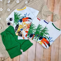 تیشرت و شلوارک طرح توکا اسپرت خواهر و برادری تک رنگ مناسب  3 تا 11 سال