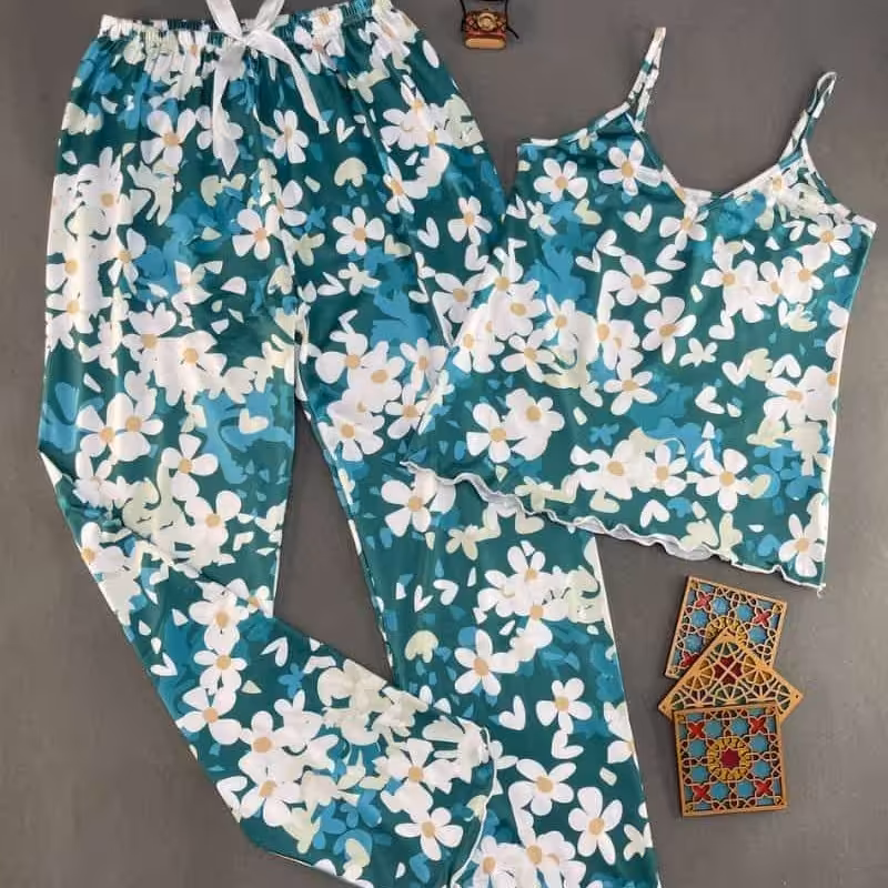 ست تاپ و شلوار  نخ پنبه سایز بندی 