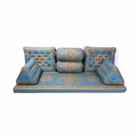 سرویس شاهنشین طرح افشار رنگ آبی(ست 7تیکه پشتی ترمه)