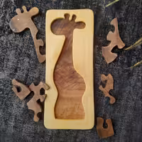بازی فکری پازل چوبی دستساز طرح زرافه  