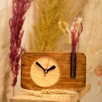 ساعت رومیزی گلدان دار شیشه نمایان متریال چوب فنلاندی وارداتی 