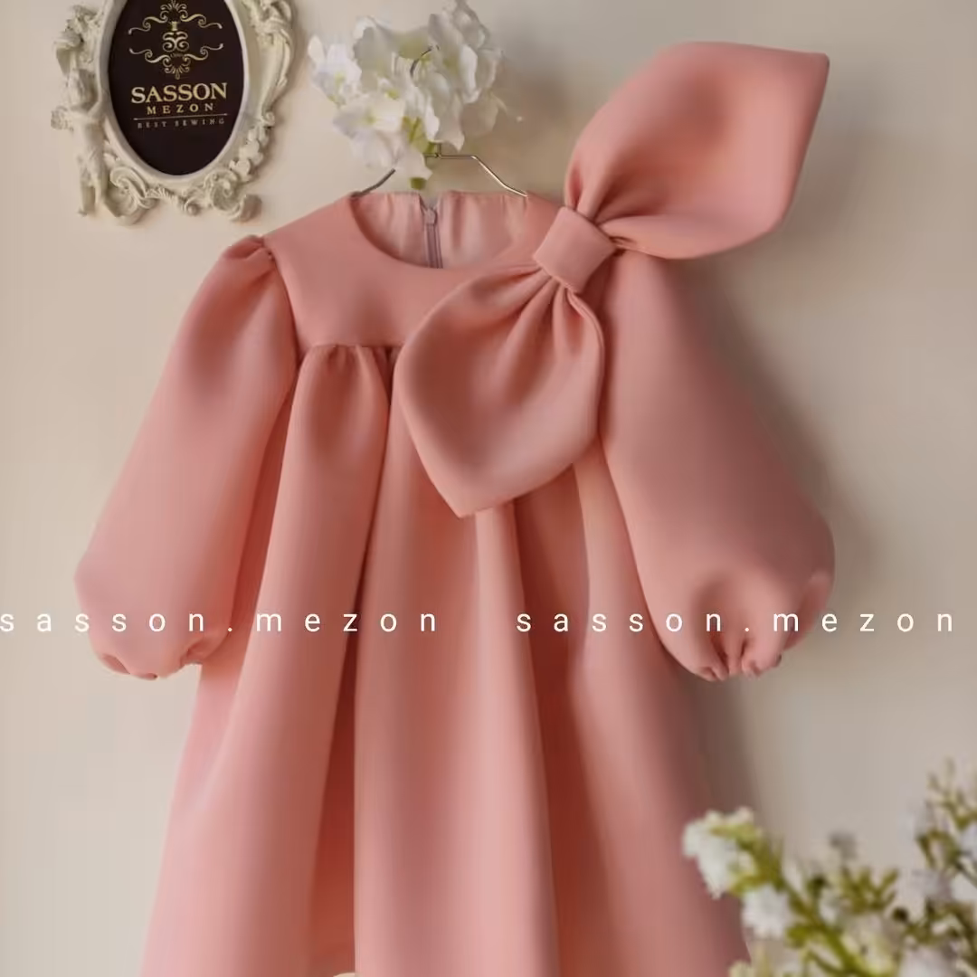 پیراهن کرپ ساتن بهمراه کلاه فرانسوی                      