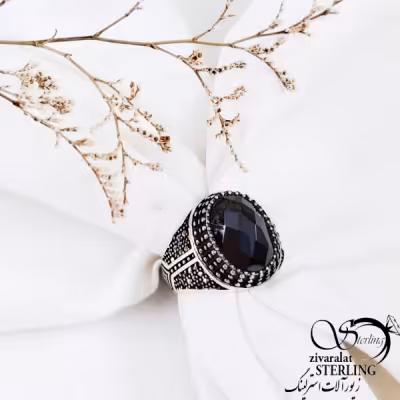 انگشتر اونیکس نقره مردانه کد 11677