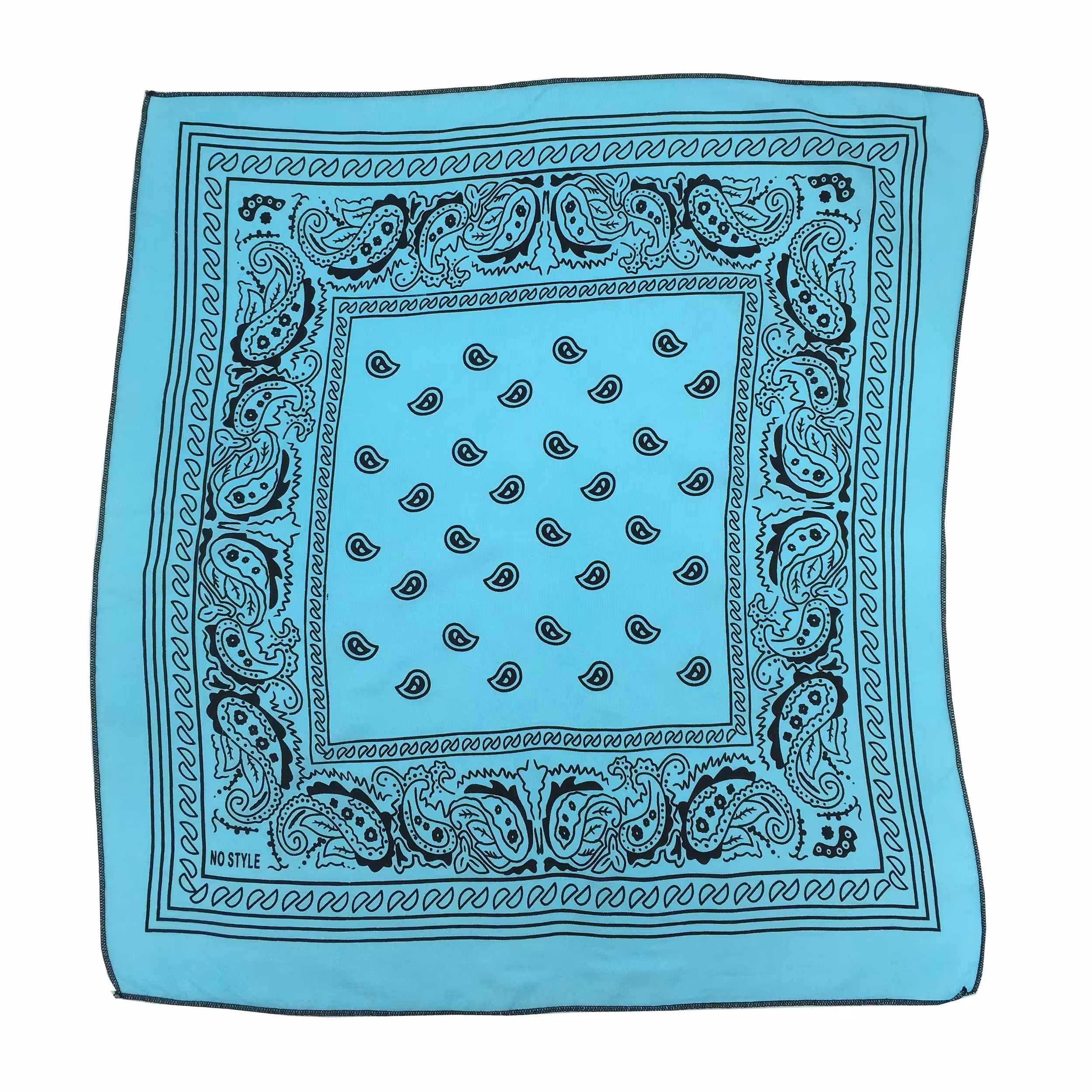 باندانا یا دستمال سر نخی مدل بته جقه اصلی فیروزه ای