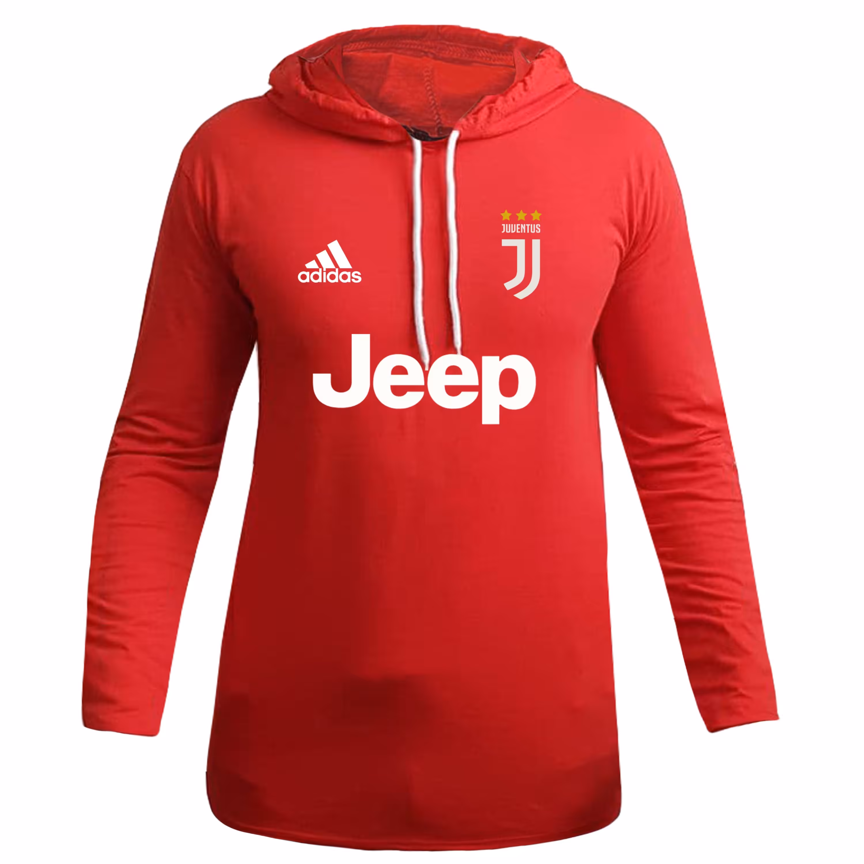 تیشرت کلاه دار آستین بلند قرمز یوونتوس