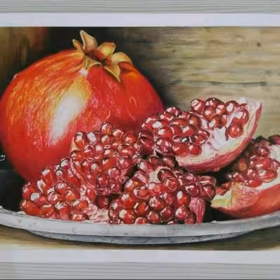 تابلو نقاشی مدادرنگی طرح انار