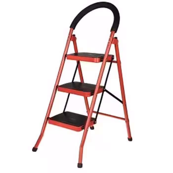 نردبان تاشو 3 پله قرمز رنگ سهند