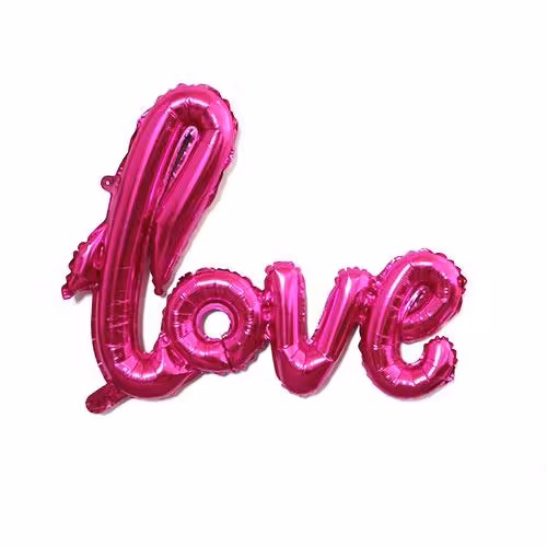 بادکنک فویلی لاو چسبیده سرخابی