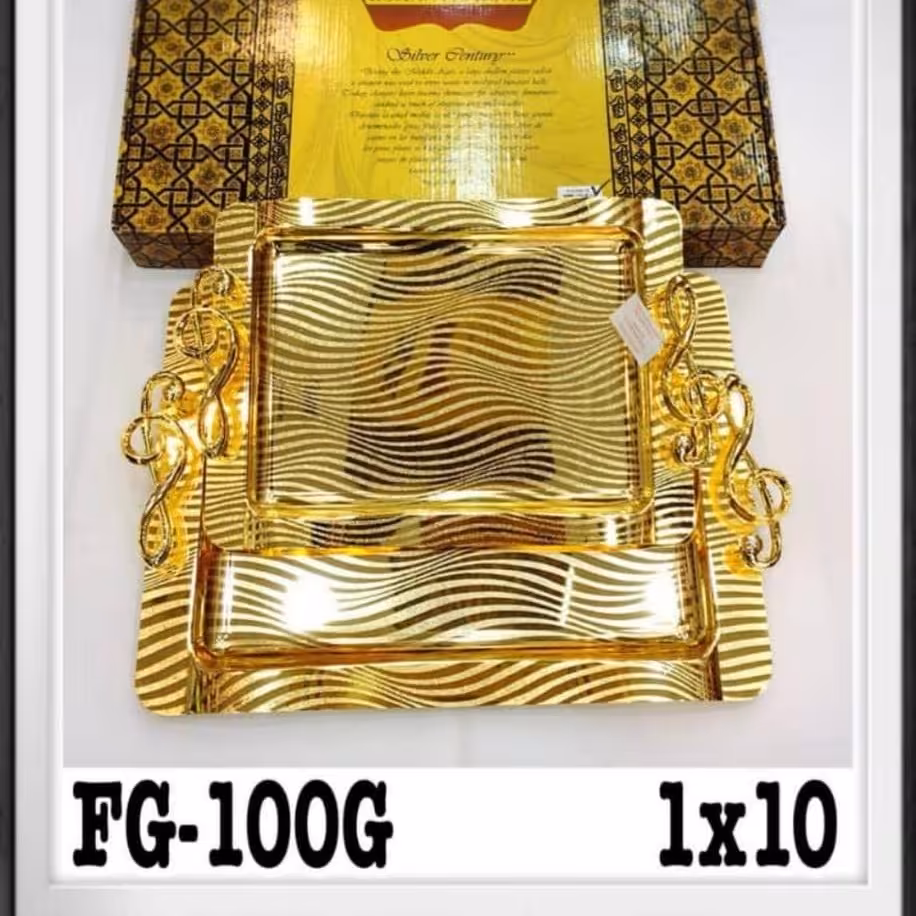 سینی دوتا سفید وطلایی 