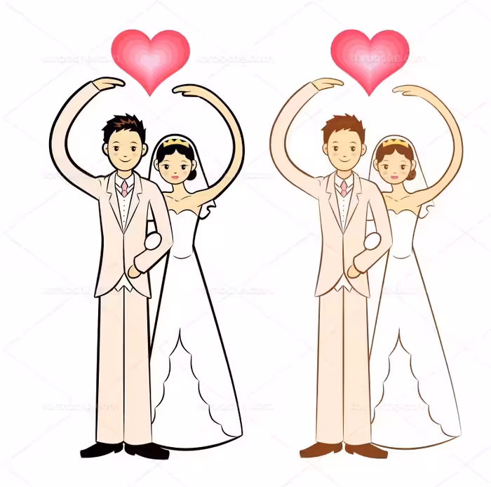 وکتور داماد و عروس عاشقانه | گرافیک با طعم تربچه