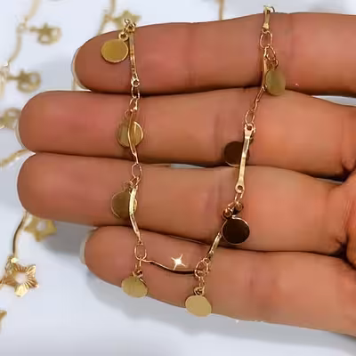 زنجیر سکه ای طلایی رنگ ثابت استیل