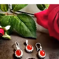 نیم ست نقره زنانه سنگ عقیق طرح پرنس کد 88