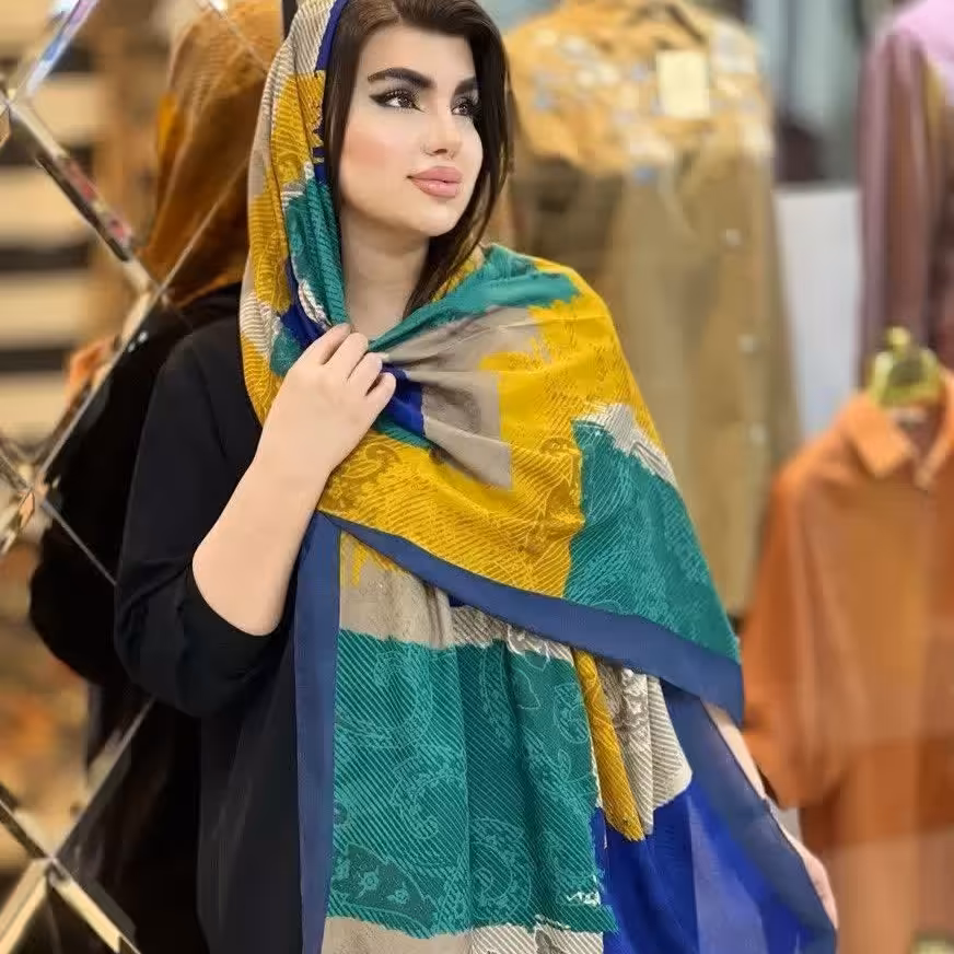 شال نخ  ژاکارد  منگوله دار کد 26