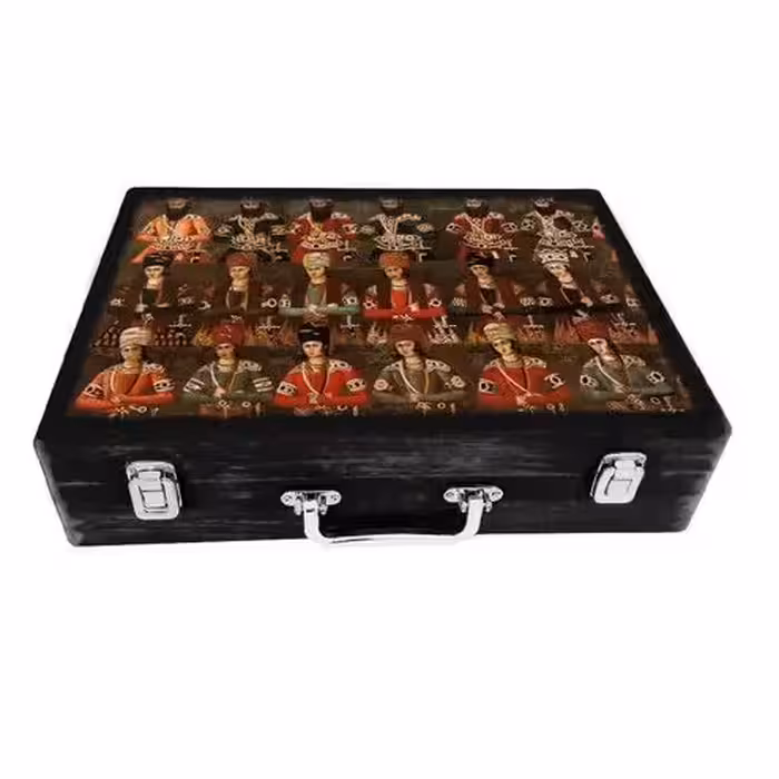 جعبه چوبی مدل چمدان بزرگ طرح قجری