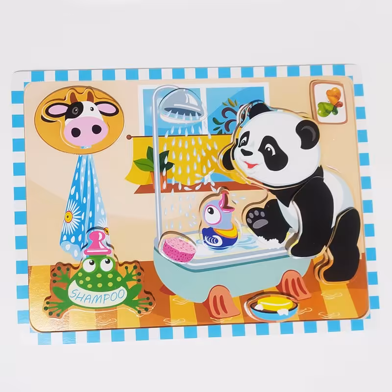 پازل آموزشی چوبی مدل پاندای مهربون طرح سه بعدی 