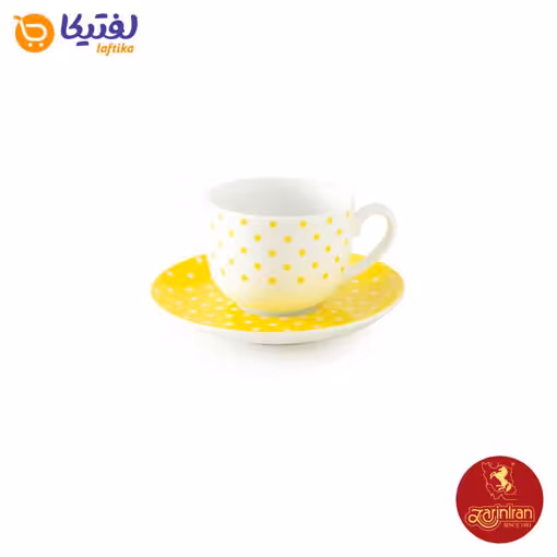 سرویس چای خوری چینی زرین ایتالیا اف طرح اسپاتی زرد 12 پارچه