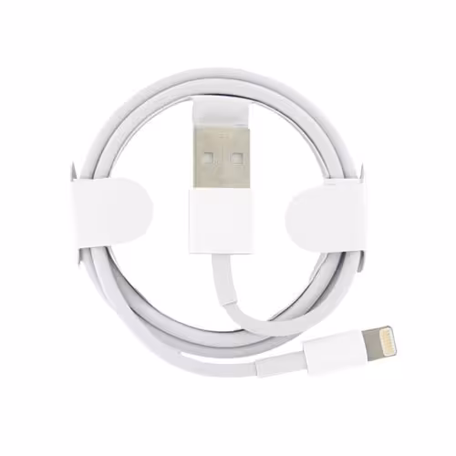 کابل شارژر آیفون رنگ سفید جنس کابل با کیفیت طول کابل یک متری