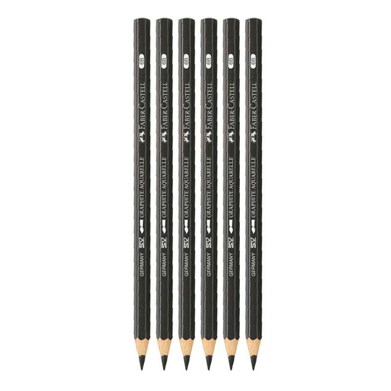 خرید مداد طراحی فابر کاستل B6 گرافیتی آبرنگی کد 23117806 بسته 6 عددی