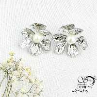گوشواره گل سفید مروارید دار کد 15577