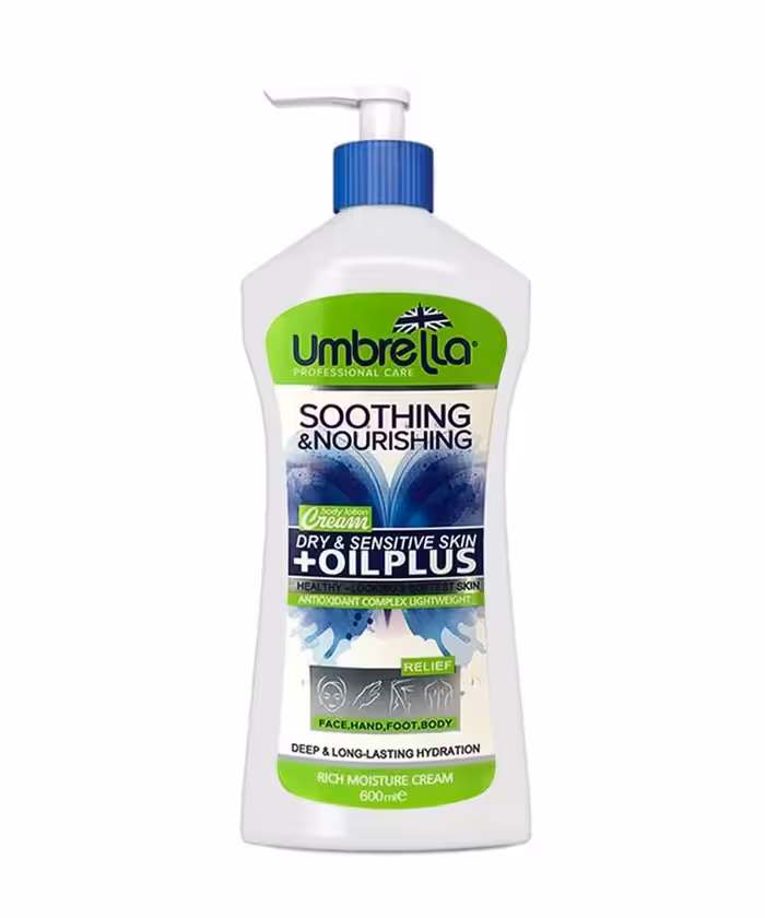 کرم مرطوب کننده دست و صورت آمبرلا مدل Oil Plus مناسب پوست خشک حجم 600 میلی لیتر