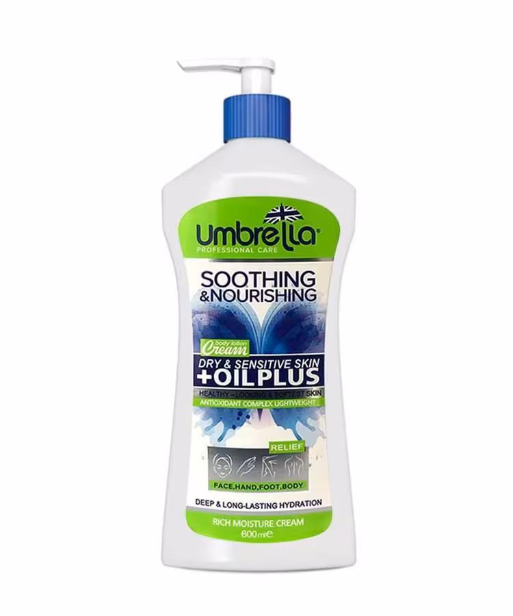 کرم مرطوب کننده دست و صورت آمبرلا مدل Oil Plus مناسب پوست خشک حجم 600 میلی لیتر