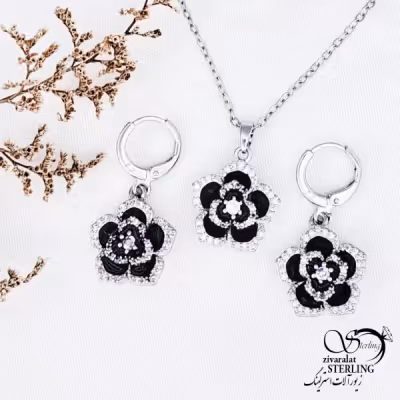 نیمست جواهری گل رز مشکی با کد 12493