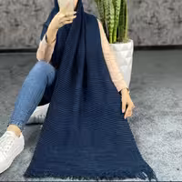 شال بافت پلیسه ای سرمه ای