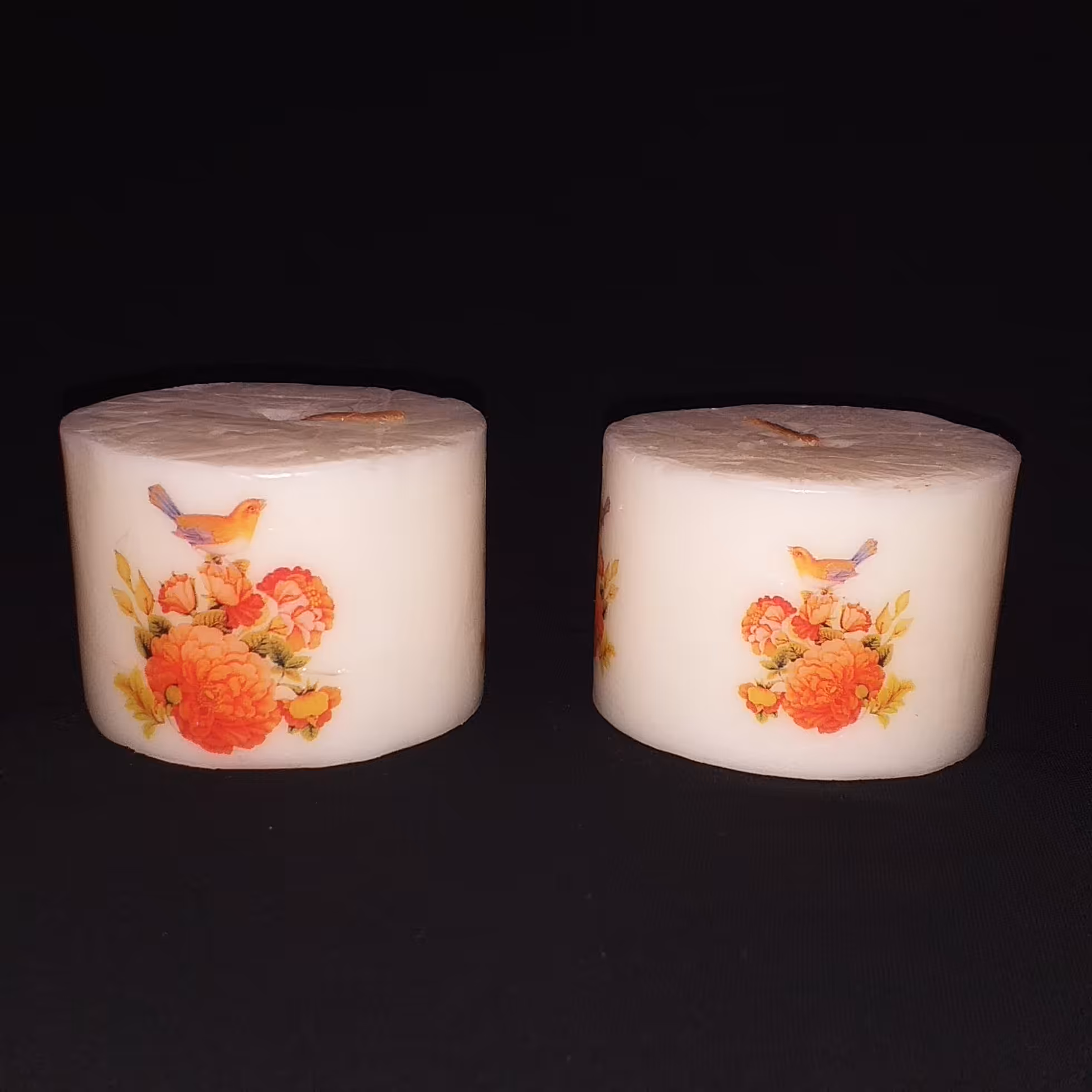 شمع استوانه طرح گل و پرنده