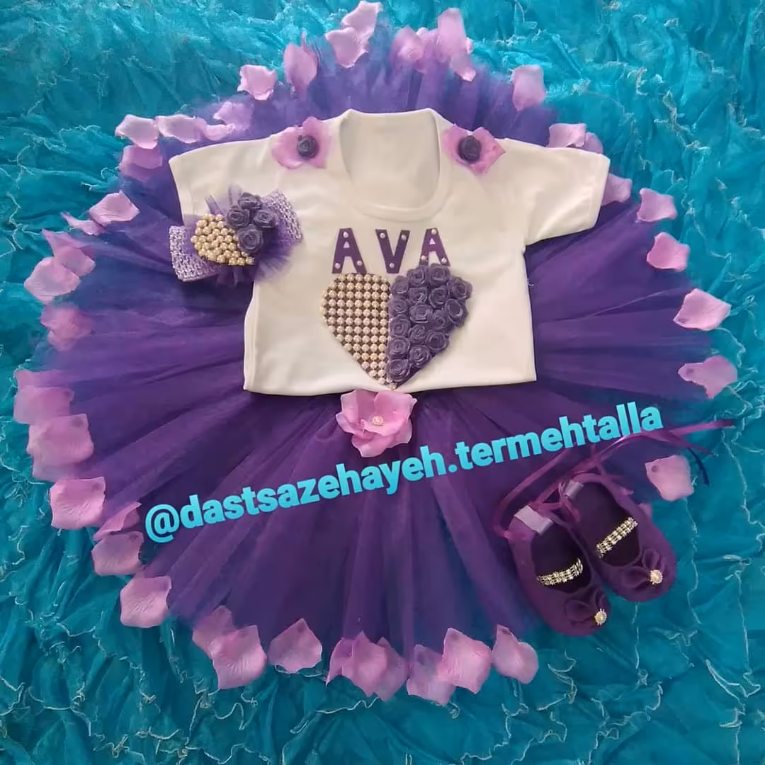 لباس دخترانه توتوبنفش یکساله.لباس تولدتوتو