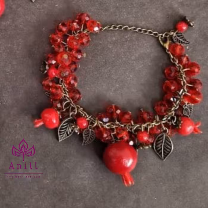 دستنبد انار با کریستال قرمز برای شب یلدا