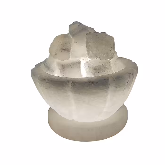 آباژور سنگ نمک  کاسه ای شیاردارپایه سنگی کد415