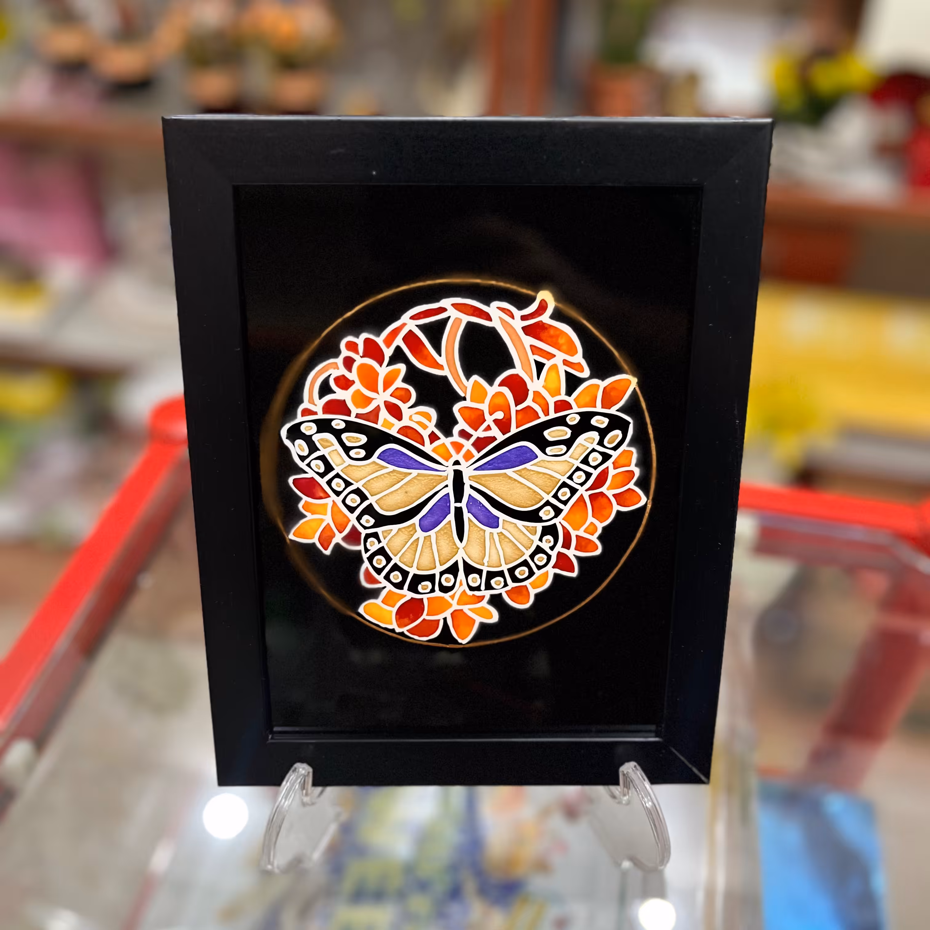 تابلو ویترای طرح پروانه 